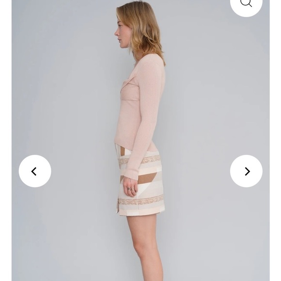 LE SUPERBE Twisted Sister Open Neckline Top Rib Knit Long Sleeve Nude Sz S NEW - Picture 3 of 15